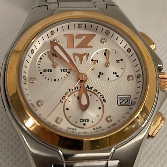 TechnoMarine Ladies Stainless and Rose Gold Diamond Neo Classic III Watch - EUC - Picture 3 of 15